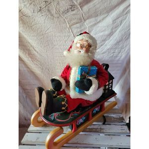 Holiday creations Santa sleigh lantern bag motionettes Xmas vintage decor